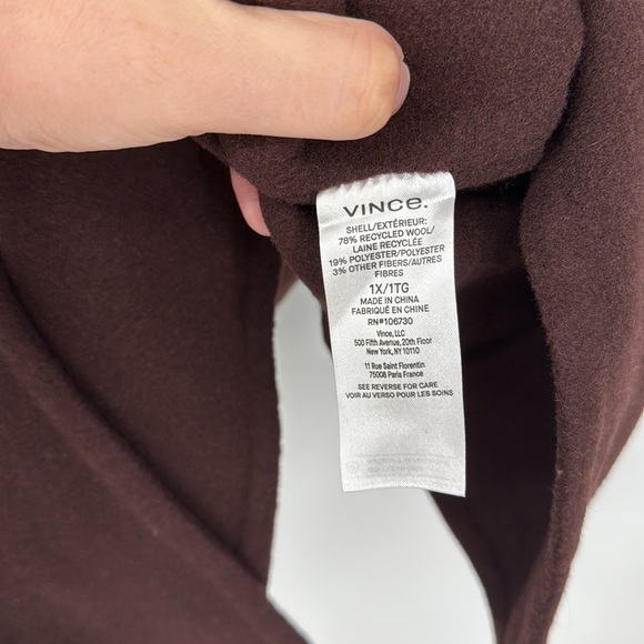 VINCE. Brushed Wool Blended Collared Single Breasted Shirt Coat Sz 1x - Picture 9 of 14